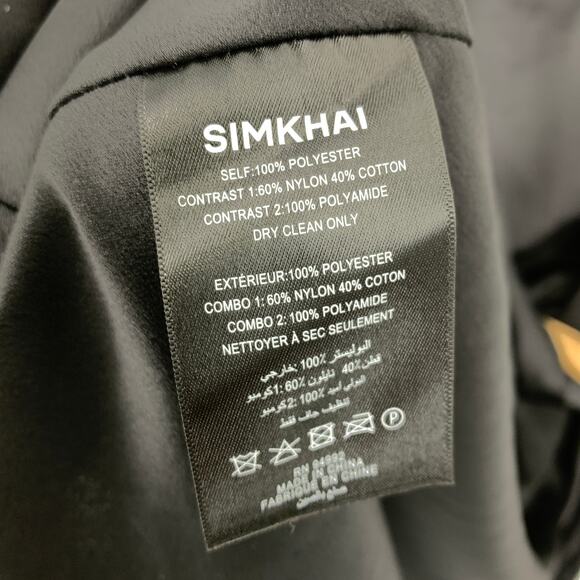 Simkhai Vea Lace Trim Open Back Gown Womens Size 10 Black Draped Satin NEW - Picture 8 of 10